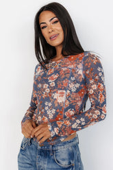 Jaynie Sheer Top | Slate Floral